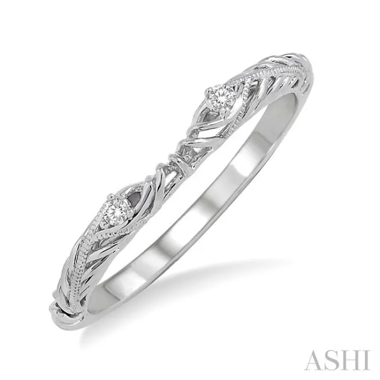 1/50 Ctw Round Cut Diamond Wedding Band in 14K White Gold