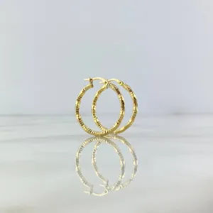 18K Yellow Gold Yudi Diamond Style Hoop Earrings 1.5gr / 0.94in