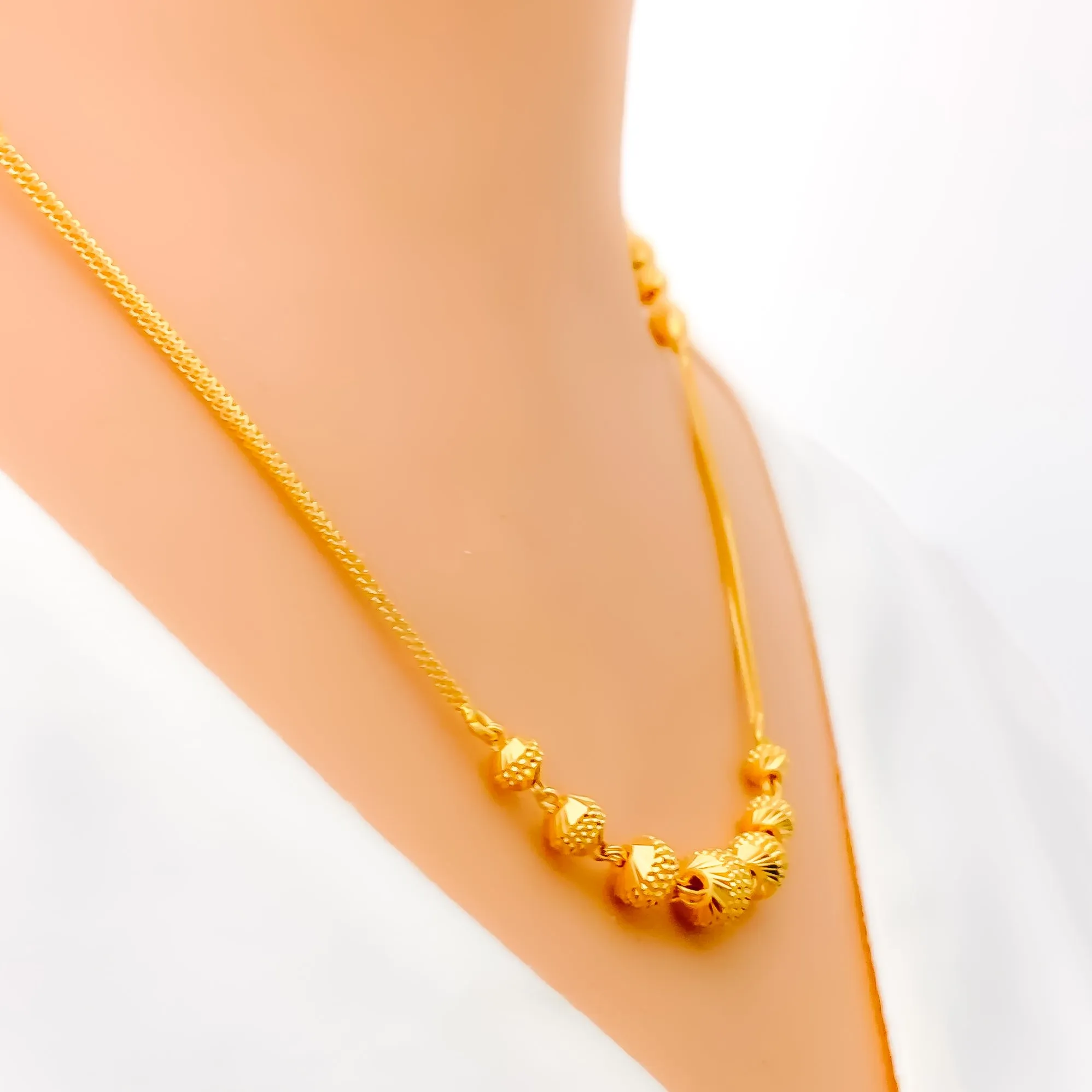 Alternating Charming 22K Gold Orb Necklace