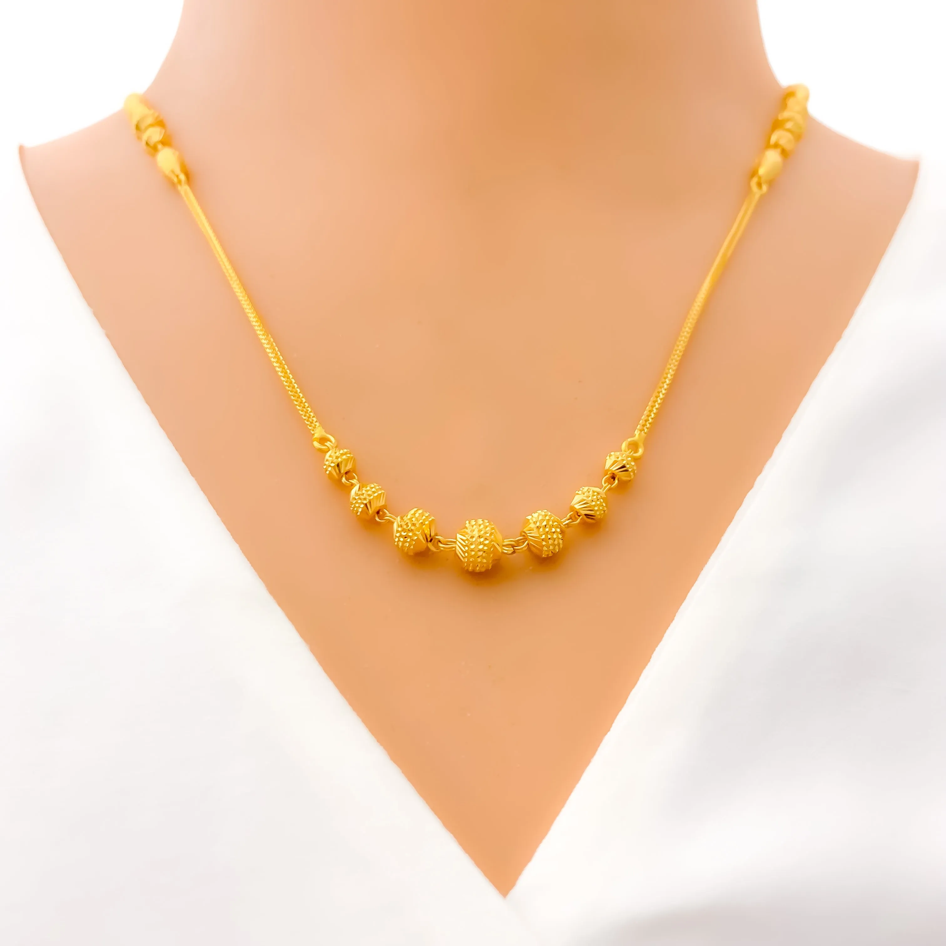 Alternating Charming 22K Gold Orb Necklace