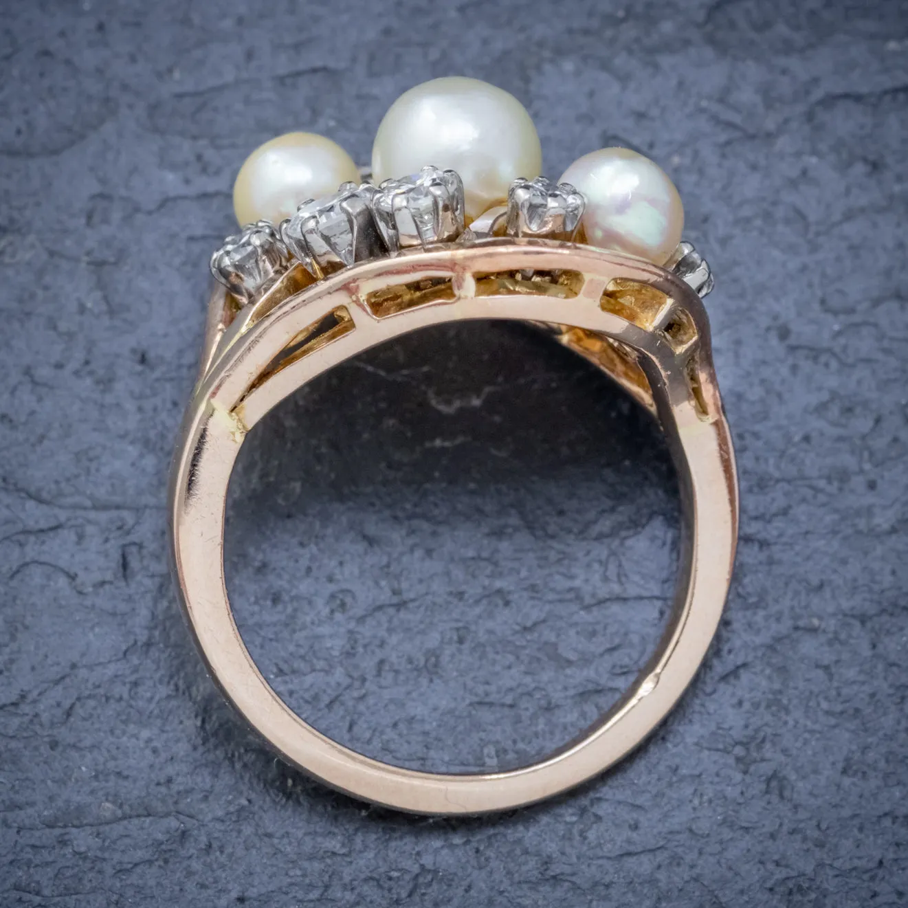 Antique Edwardian Pearl Diamond Cluster Ring 18Ct Gold Circa 1910