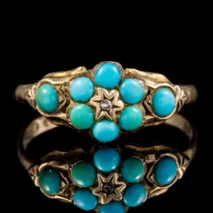 Antique Georgian Turquoise Diamond Ring Dated Birmingham 1819