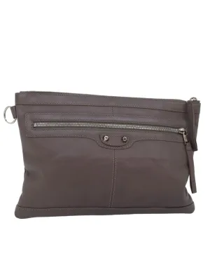 Balenciaga Everyday Clutch Taupe Leather