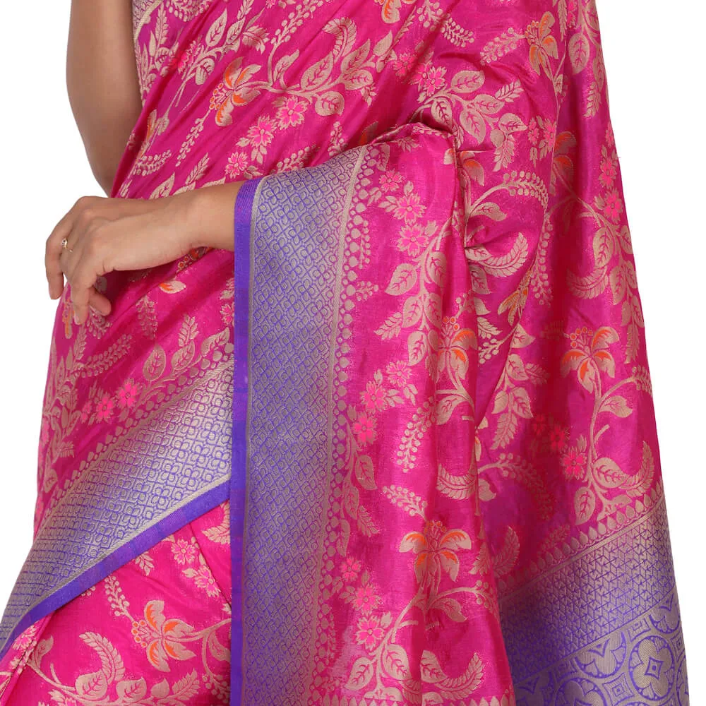 Banaras Tilfi Sari with Pattu Border - Pink