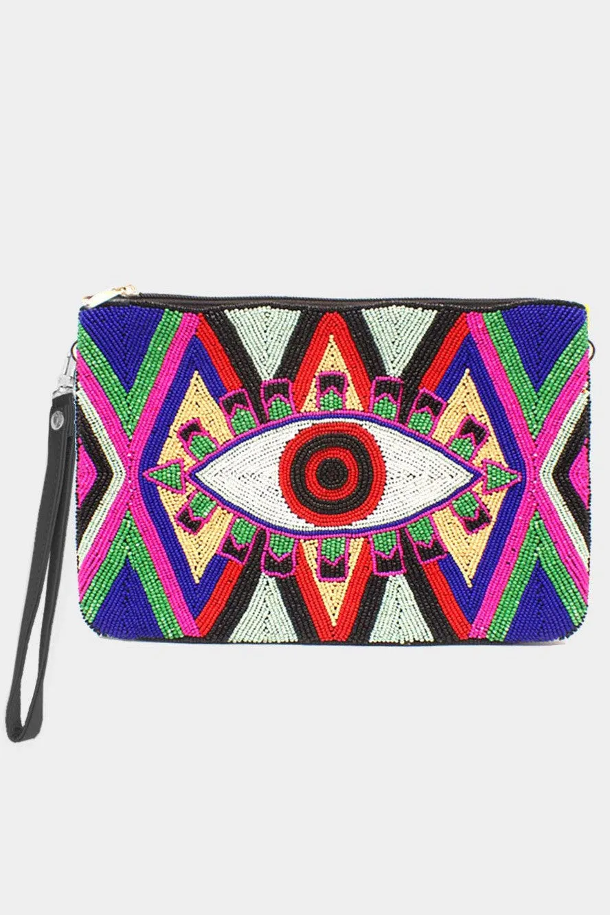 BEADED EVIL EYE CLUTCH