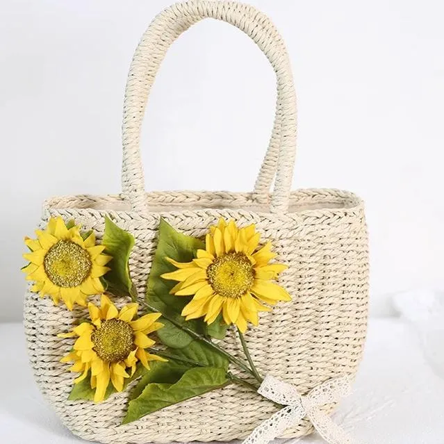 (BFM)Xiaogui~Daily Lolita Bag Sunflower Straw Shopping Bag