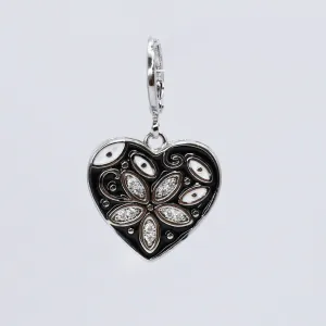 Black Heart Silver Charm CH-342