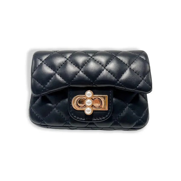 Black Pearl Closure Quilted Purse