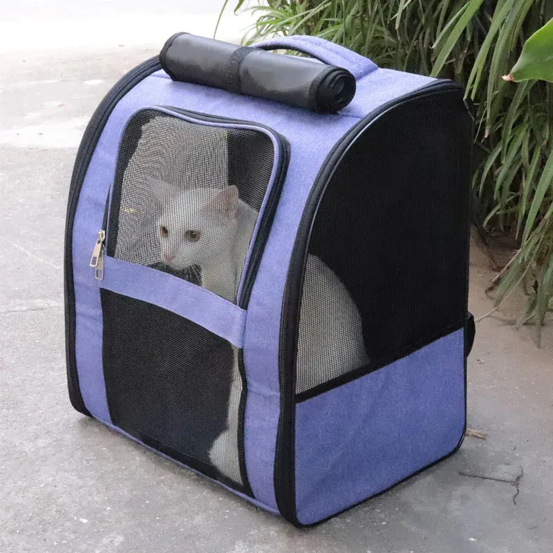 Breathable Cat and Small Dog Backpack - Portable Travel Carrier with Large Viewing Window