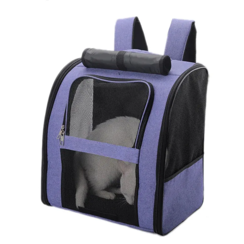 Breathable Cat and Small Dog Backpack - Portable Travel Carrier with Large Viewing Window