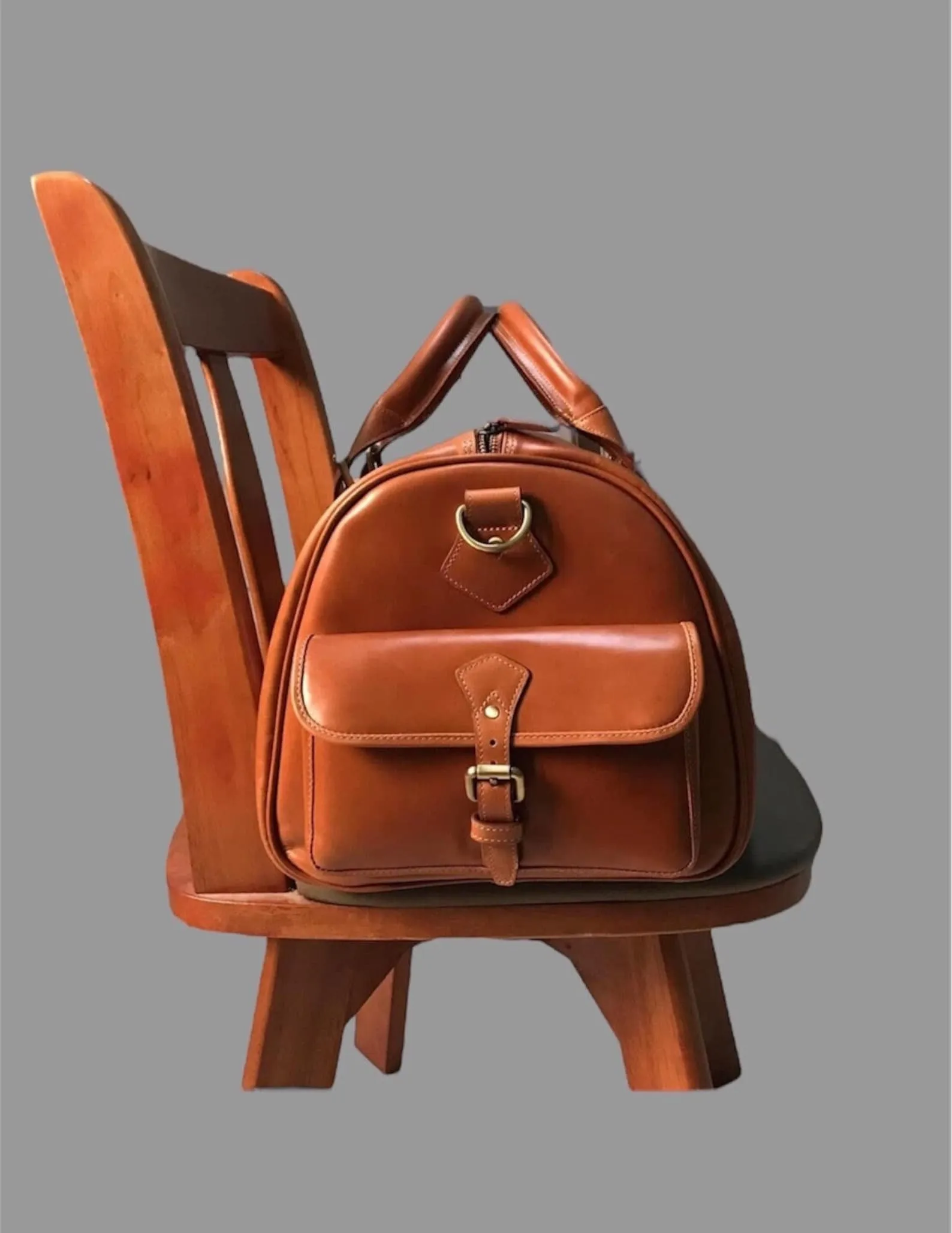 brown leather overnight bag