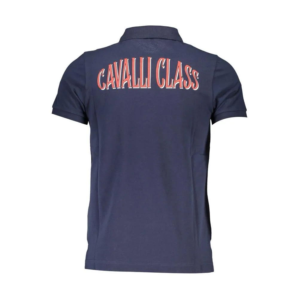 Cavalli Class Blue Cotton Men Polo Shirt