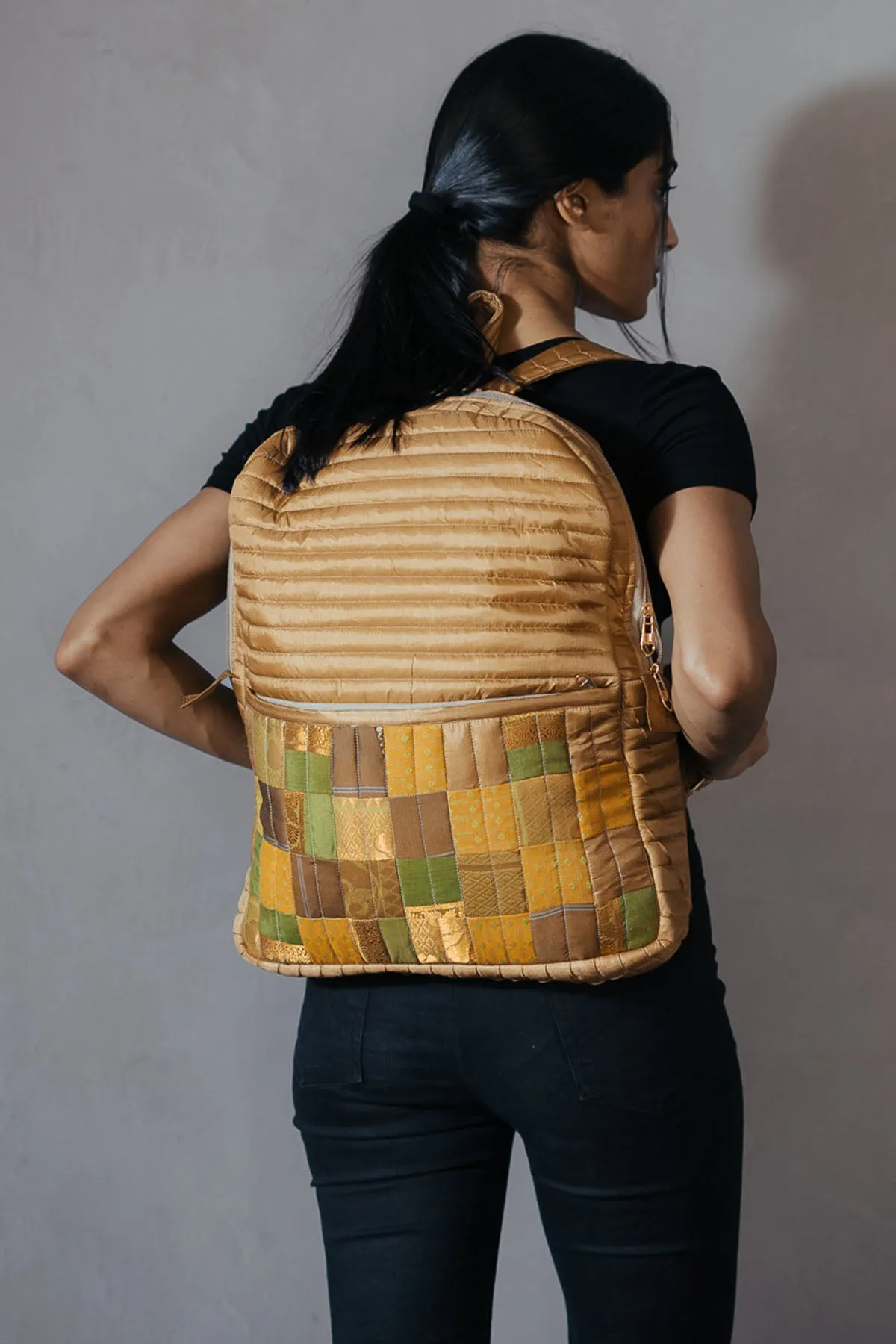 Champagne Silk Godhadi Patchwork Bag