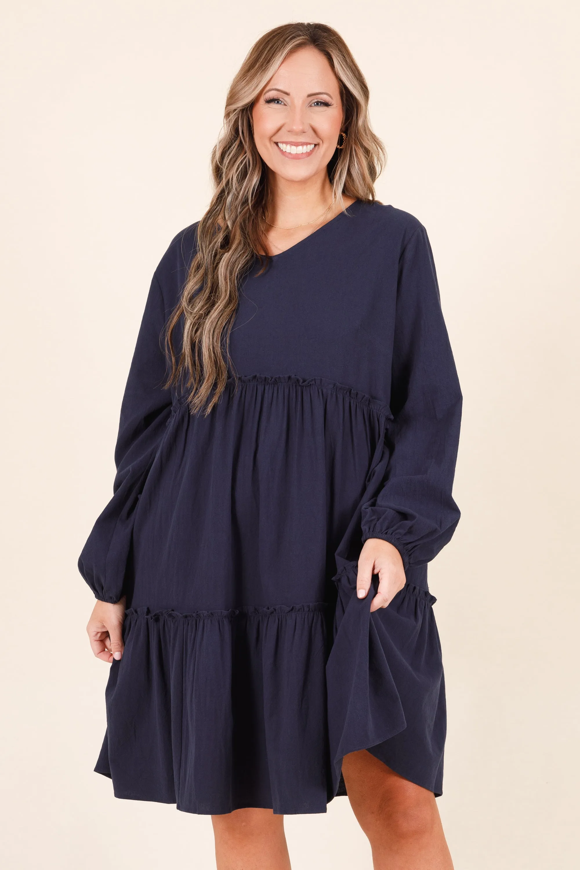 Charming Grace Dress, Navy