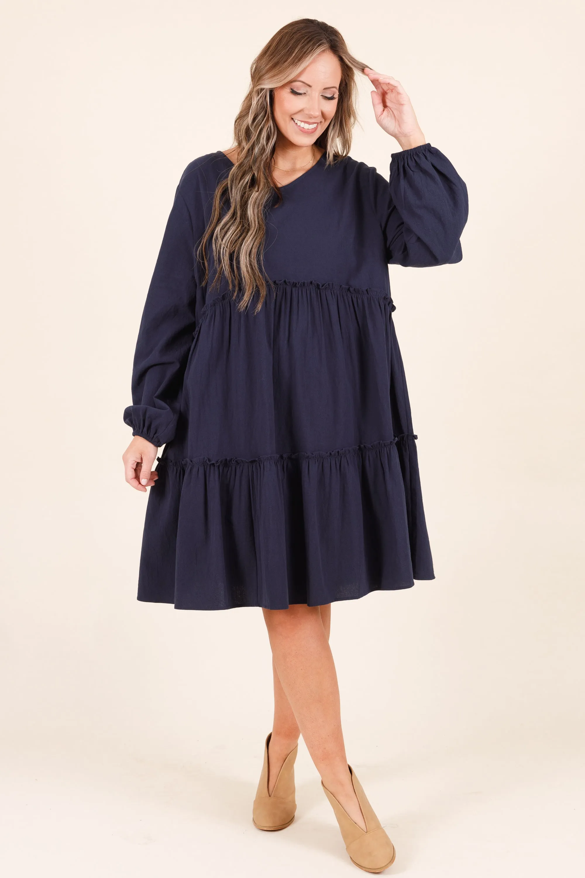 Charming Grace Dress, Navy