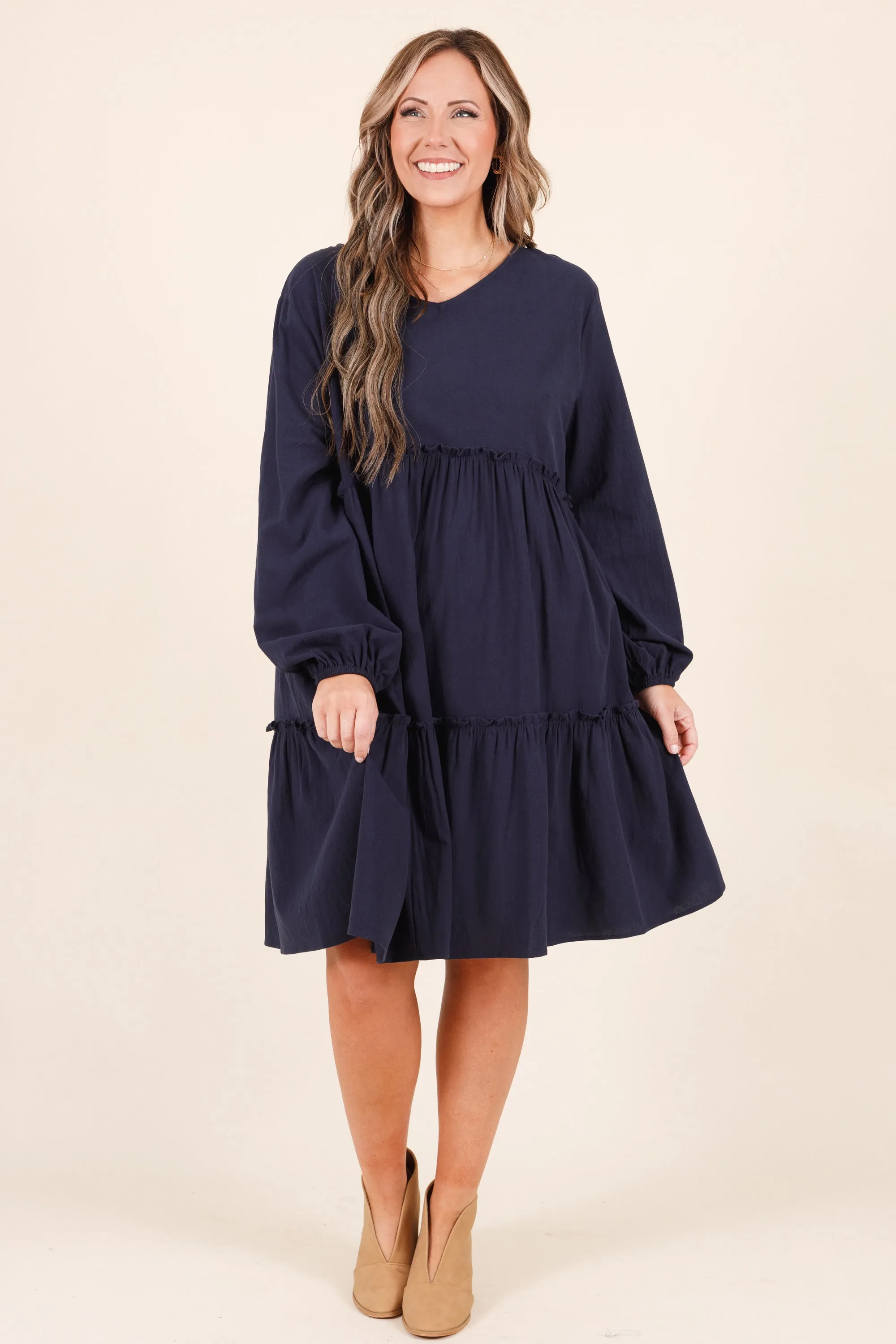 Charming Grace Dress, Navy