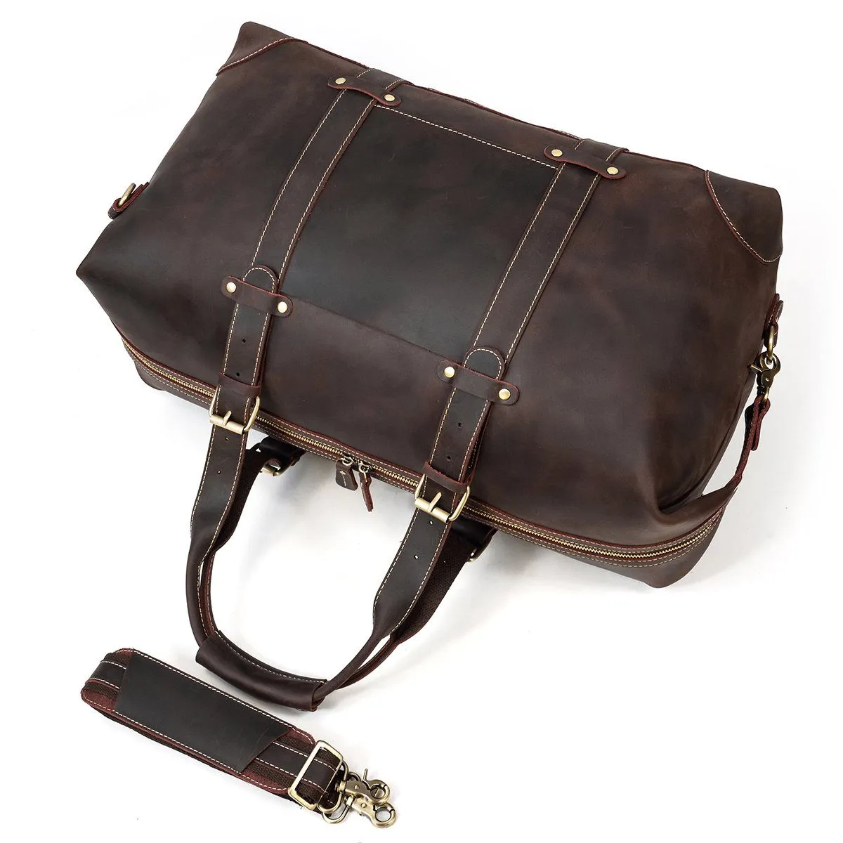 Crazy Horse Travel Weekender Leather Duffel Bag