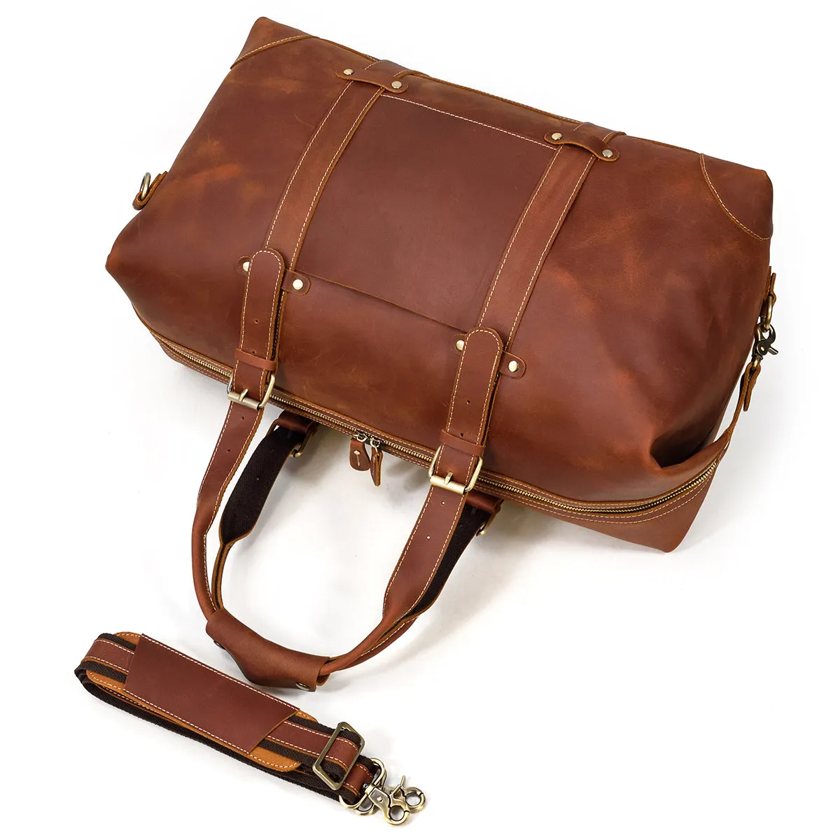 Crazy Horse Travel Weekender Leather Duffel Bag