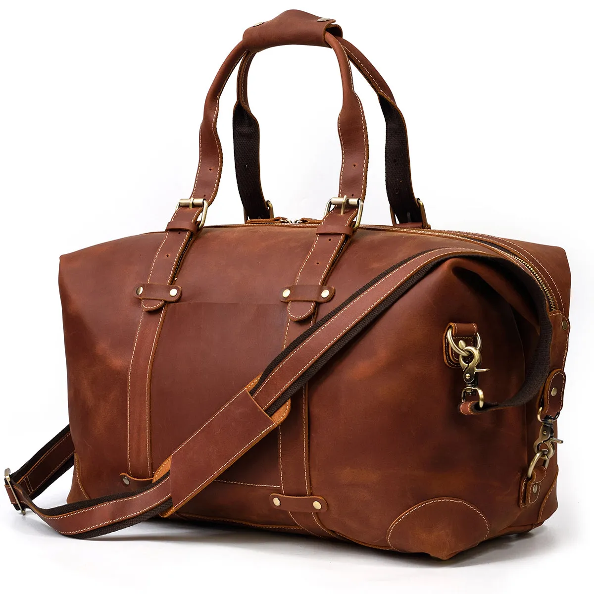 Crazy Horse Travel Weekender Leather Duffel Bag