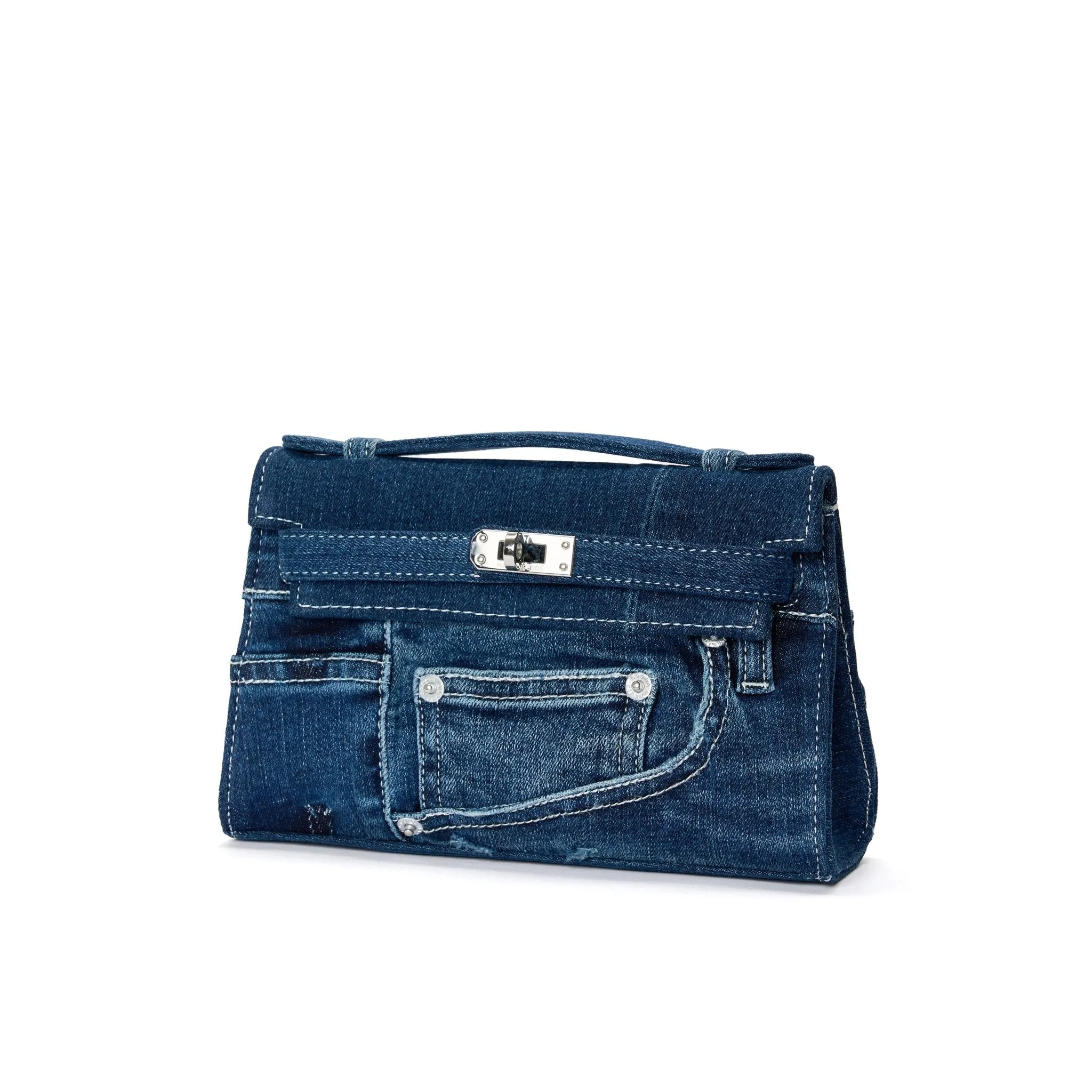 Dark Blue Top Handle Bag