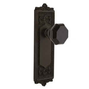 Egg & Dart Long Plate with Black Waldorf Knob in Oil-Rubbed Bronze