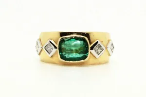 Emerald And Princess Cut Diamond Band Ring Ad No. 0685