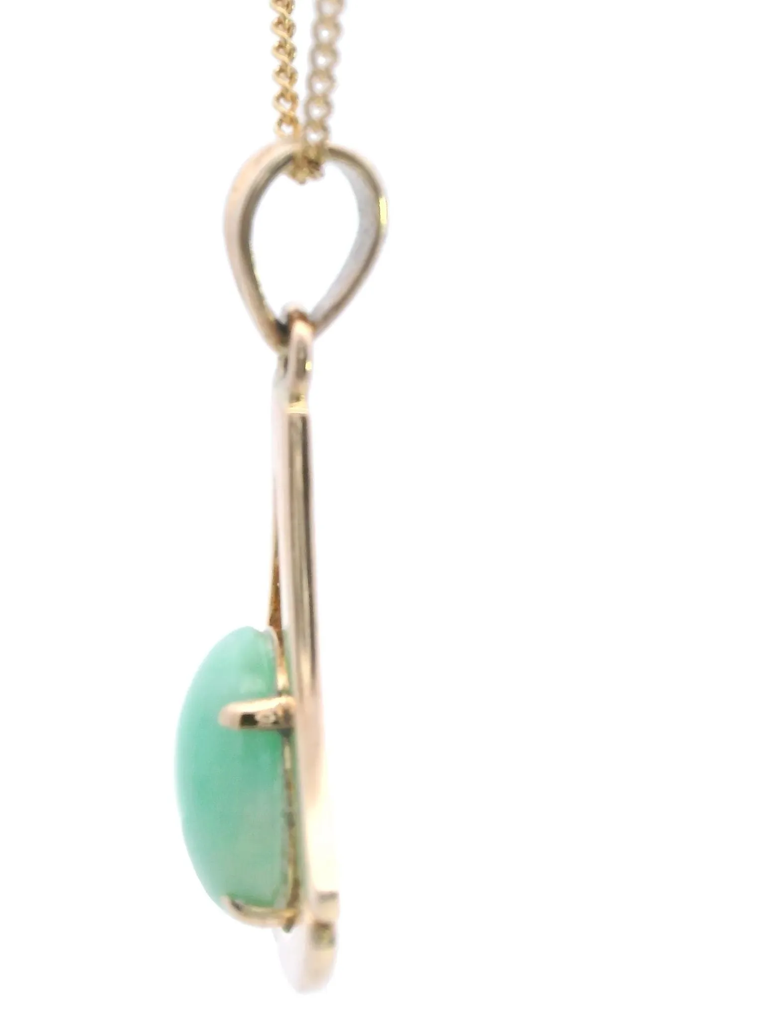 Exquisite Yellow Gold Pendant with Stunning Light Jadeite Cabochon