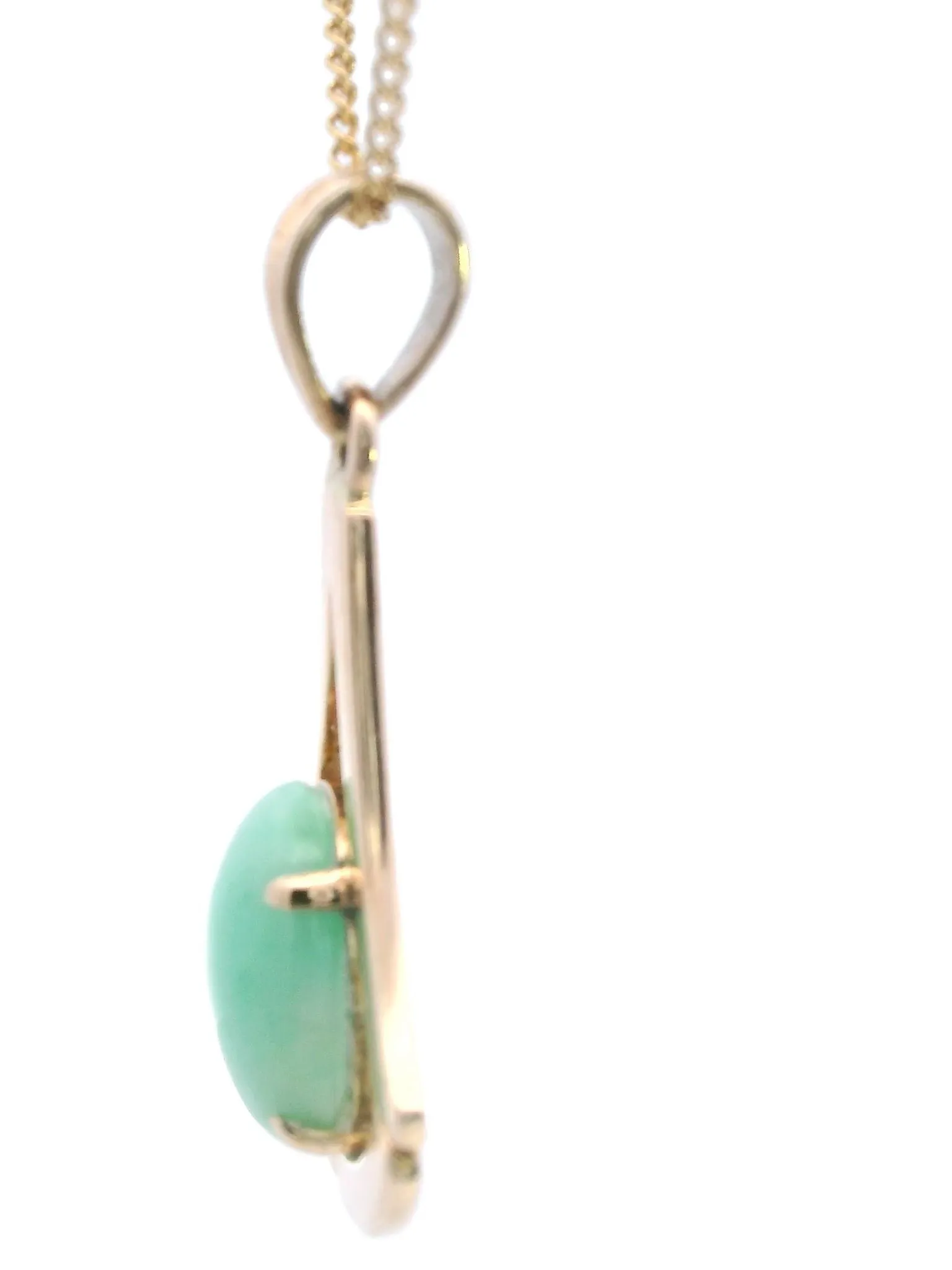 Exquisite Yellow Gold Pendant with Stunning Light Jadeite Cabochon