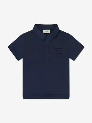 Fendi Boys Branded Polo Shirt in Navy