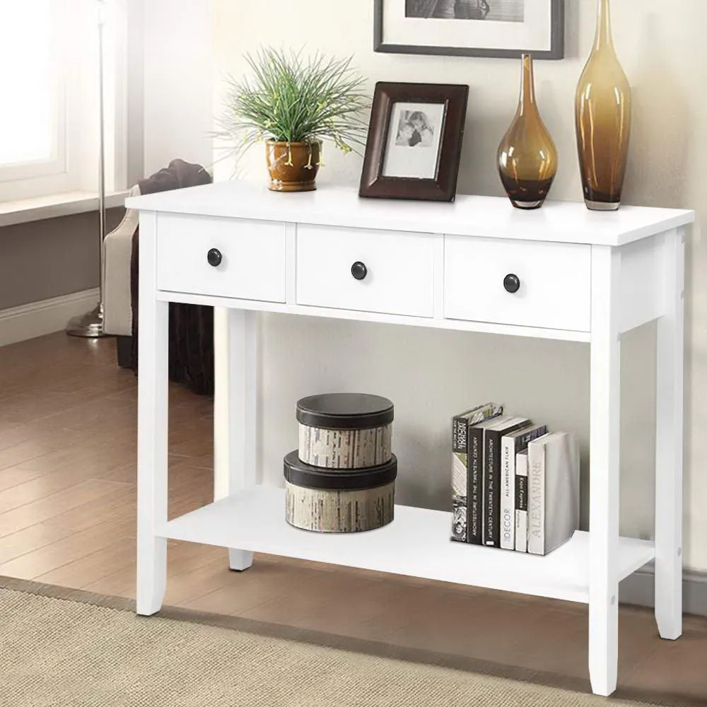 Hallway Console Table - 3 Drawers White