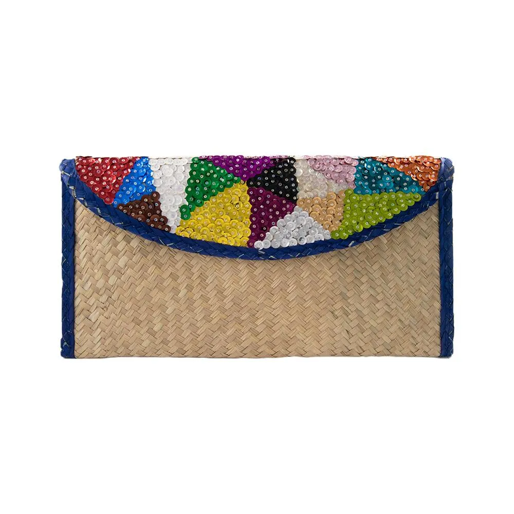 Hand woven Clutch Bag With Embroidery Triangles