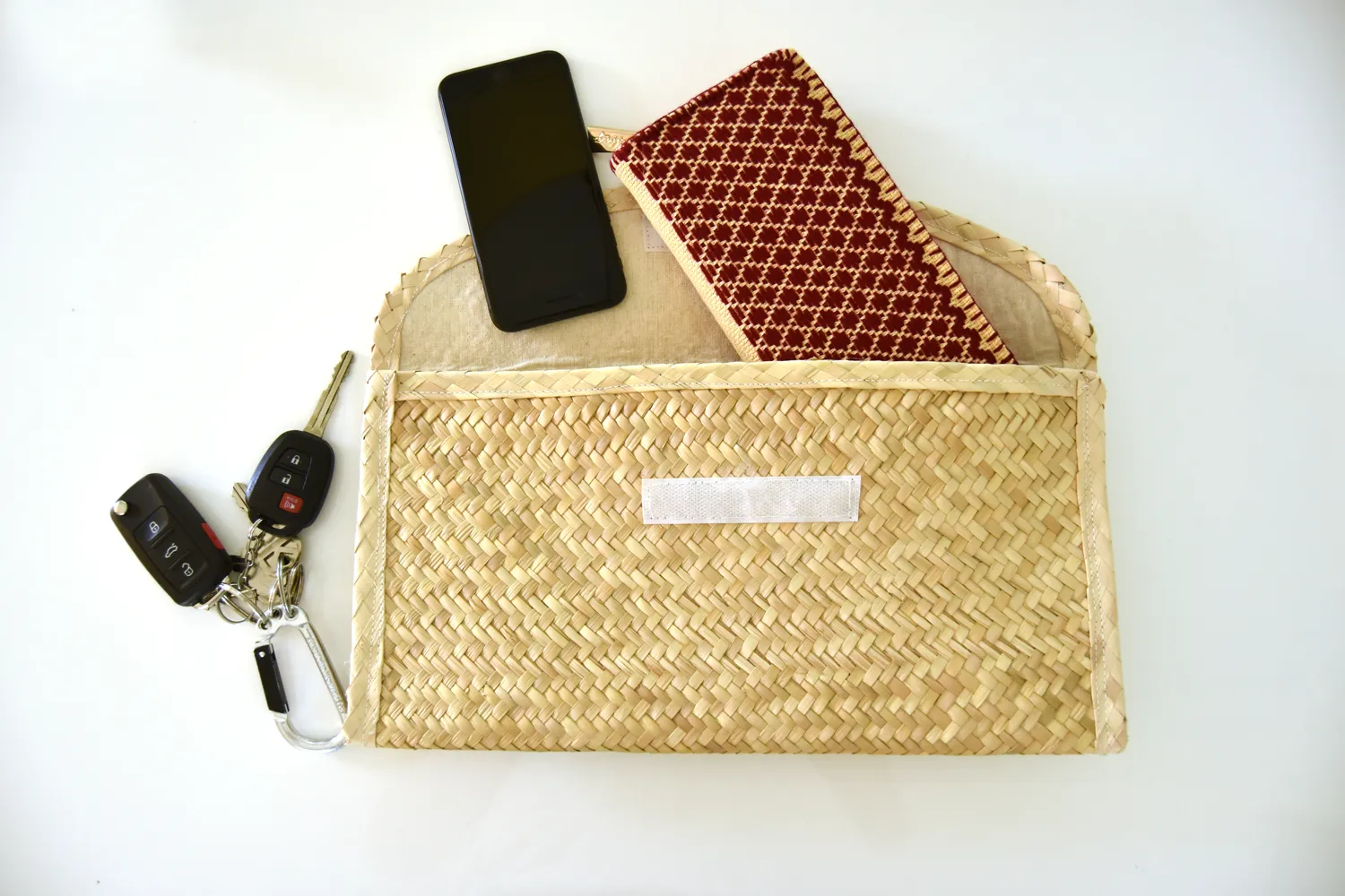 Hand woven Clutch Bag With Embroidery Triangles