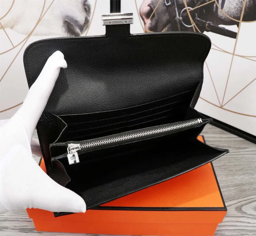 HM CLUTCH CONSTANCE 20.5 BLACK CALFSKIN SILVER HARDWARE