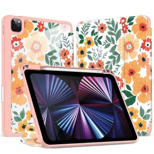 iPad Pro 12.9 2021/2020/2018 Case | Soft TPU Floral Protective Shockproof Cover Tablet Case Cover |Off White