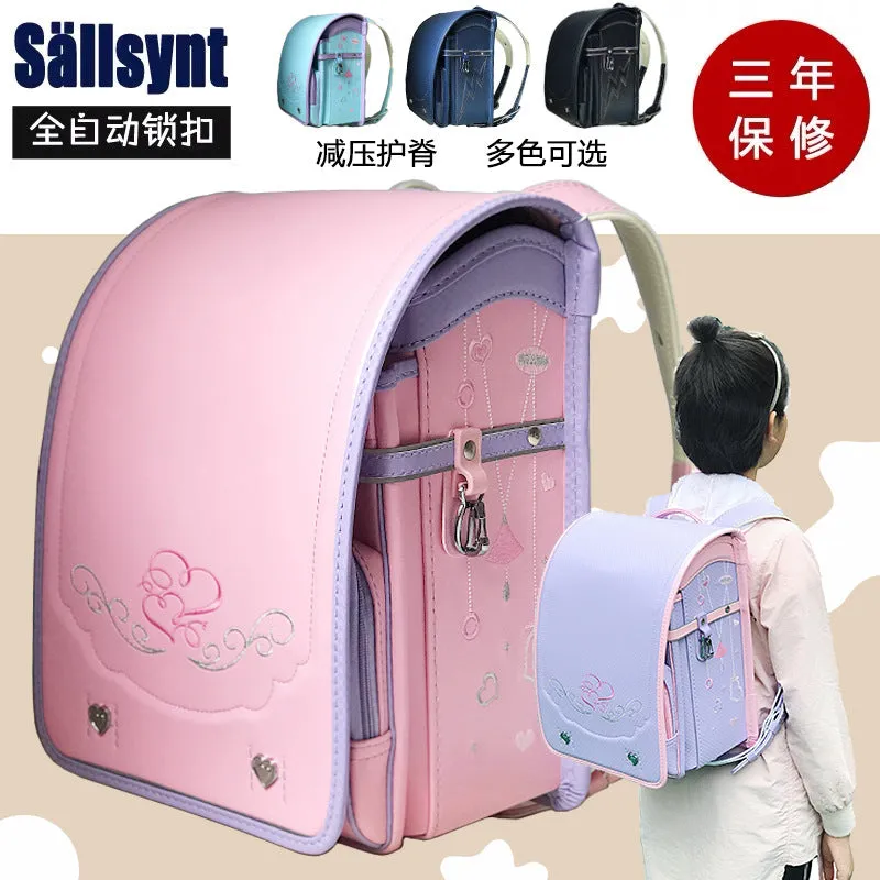 Japanese-Style Primary School Student Schoolbag Female Male Japanese-Style Children's Spine Protection Decompression Waterproof Schoolbag Backpack 1-2-3-4-6