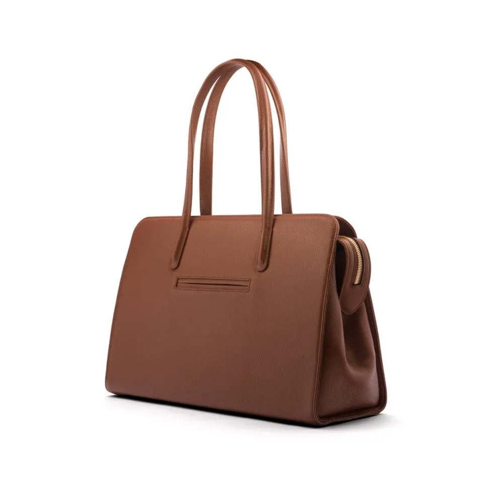 Ladies' Leather 15" Laptop Handbag - Tan