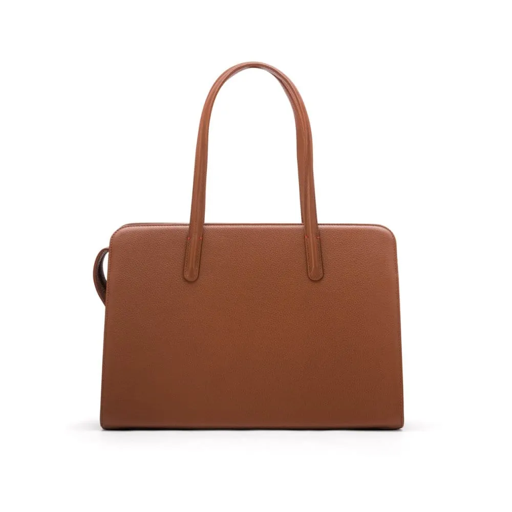 Ladies' Leather 15" Laptop Handbag - Tan