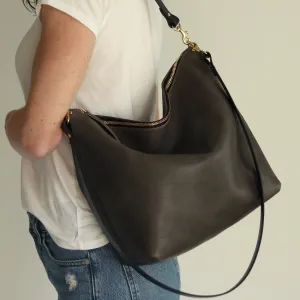 Large Slouchy Hobo Crossbody - Charcoal Gray