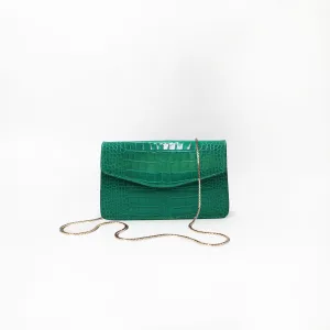 Le Clutch in Glossy Emerald Croc