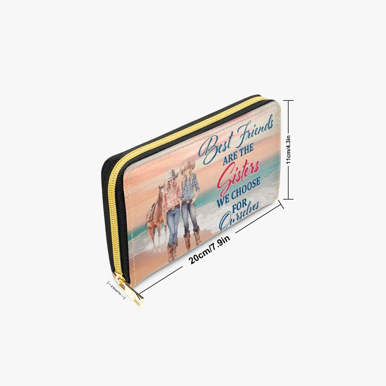 Long Type Zipper Purse - Beach, Horses, Best Friends