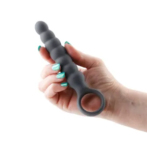 Lucent Vibrating Anal Probe with Finger Loop - Black