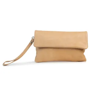 Lucie Leather Bag/Clutch: Sand