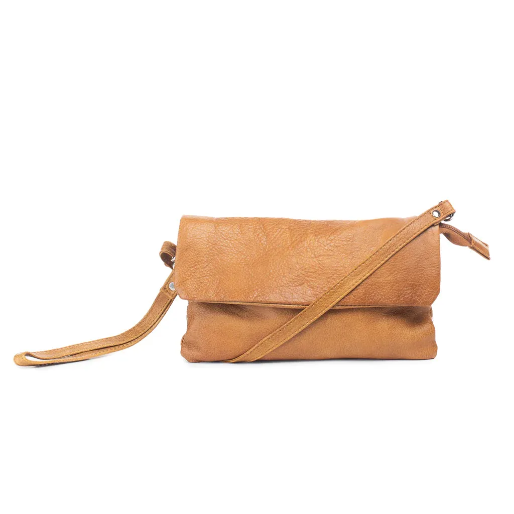 Lucie Leather Bag/Clutch: Tan