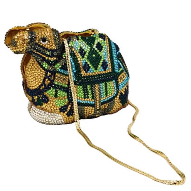 Luxury  Camel Crystal Clutch Purse