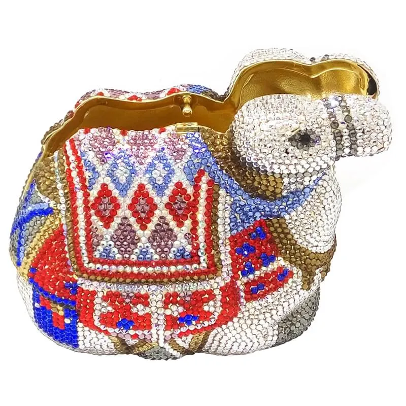 Luxury  Camel Crystal Clutch Purse