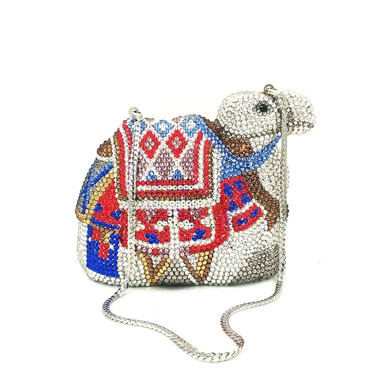 Luxury  Camel Crystal Clutch Purse