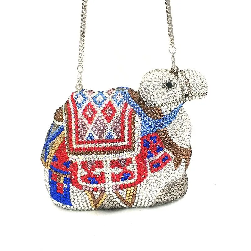 Luxury  Camel Crystal Clutch Purse