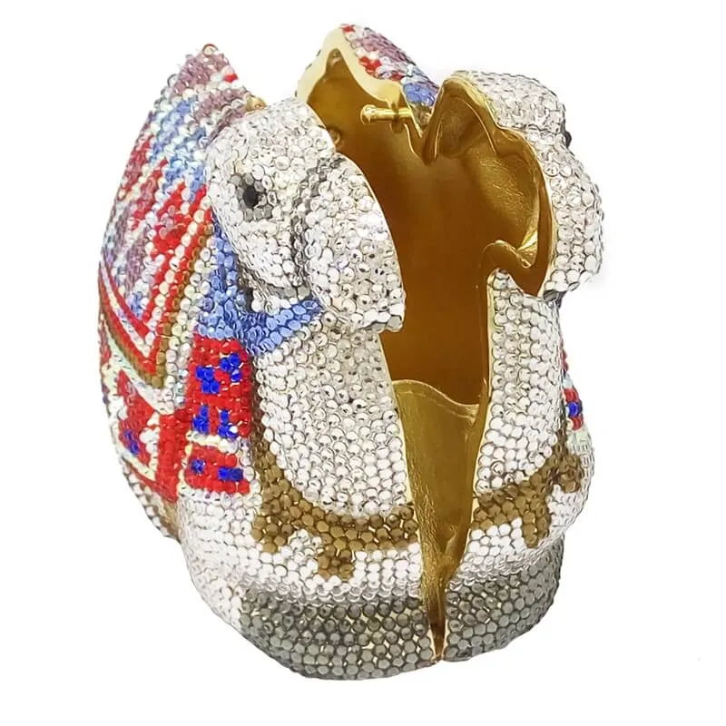 Luxury  Camel Crystal Clutch Purse