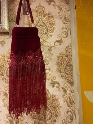 Maroon velvet potli