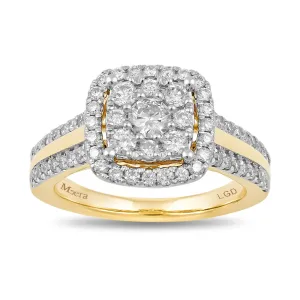 Meera Cushion Halo Ring with 1.00ct of Laboratory Grown Diamonds in 9ct Yellow Gold